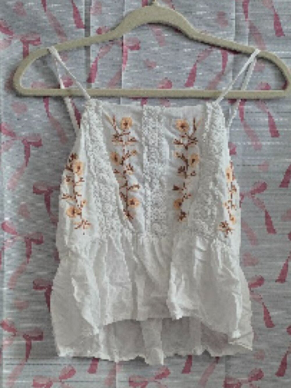BILA 77 White Floral Embroidered Babydoll Cami Top | Size M